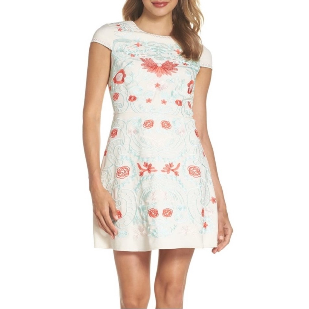 Foxiedox (Nordstrom) Dress with Red and Green Embroidery